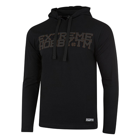 Лонгслив hooded DOUBLE HD BLOCK black